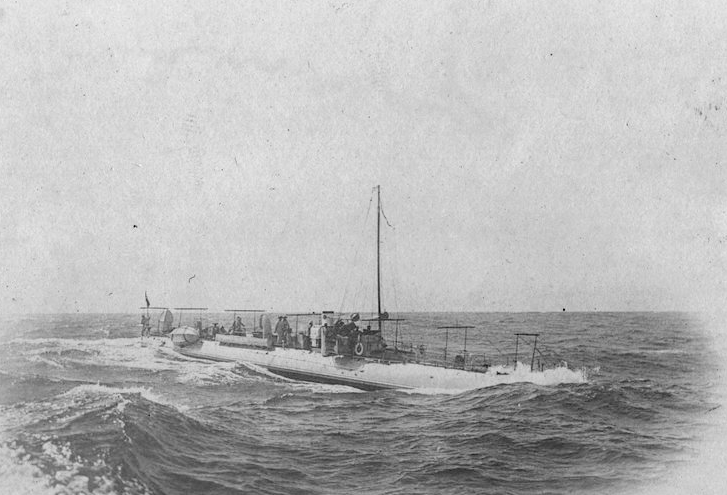 French torpedo boat shoving its bows into the water despite a fairly light sea state. They were not overly weatherly.